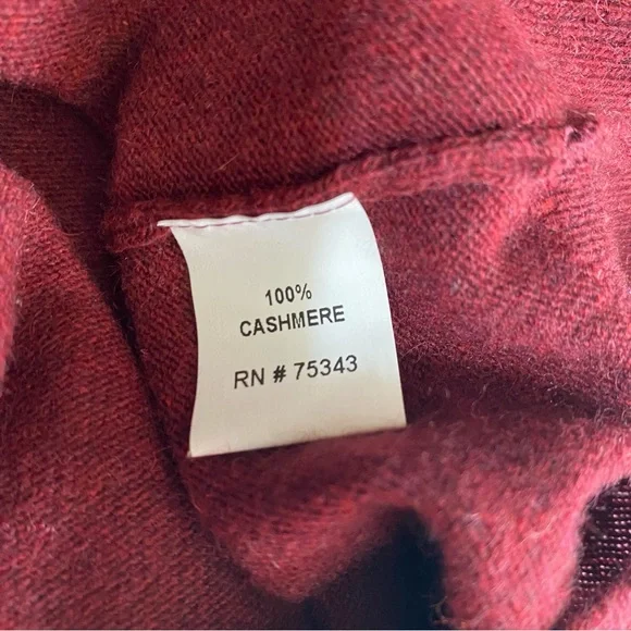 Mantovani Studio 100% Italian Cashmere 1/4 Zip Pullover Garnet Sweater Sz Large - Picture 5 of 5
